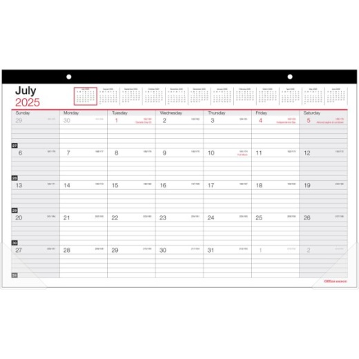 2025-2026 Office Depot Brand Monthly Academic Desk Calendar, 17-3/4" X 10-7/8", 30% Recycled, July 2025 To June 2026
