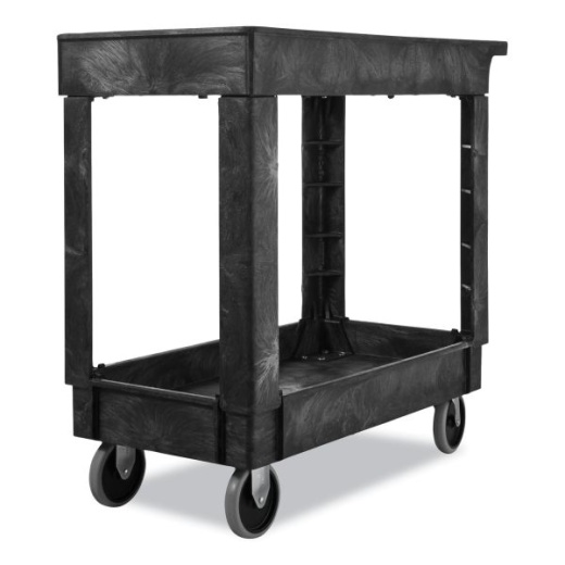 Utility Cart with Locking Doors, Plastic, 3 Shelves, 200 lb Capacity,  33.63 x 18.63 x 37.75, Black