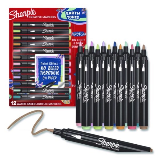 Sharpie Creative Markers, Bullet Tip, Assorted Earth Tones, 12/Pack