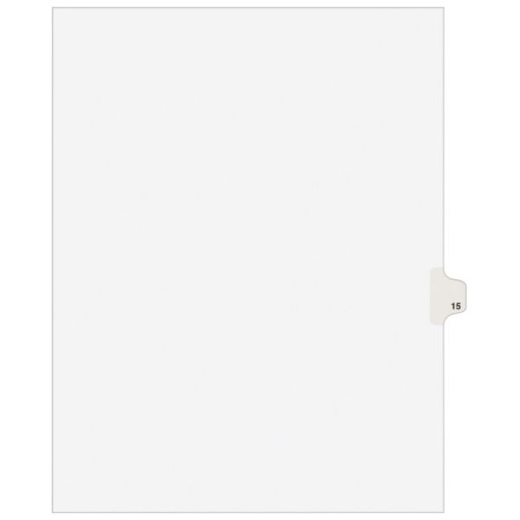 Avery Individual Legal Dividers, Avery Style, Letter Size, Side Tab #15, White Dividers/White Tabs, Pack Of 25