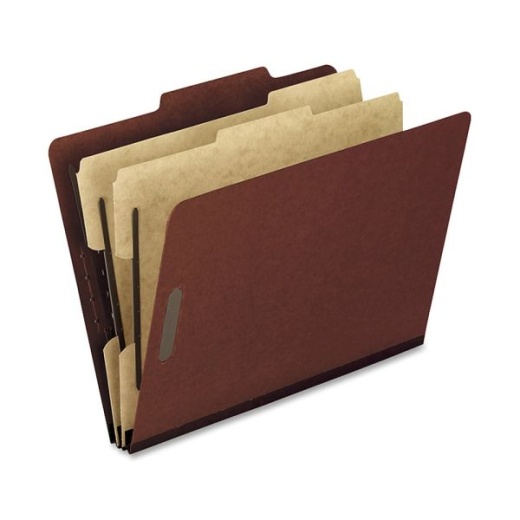 Oxford Pressboard Classification Folders, Letter Size, 2" Expansion, 2 Dividers, Red, Box Of 10