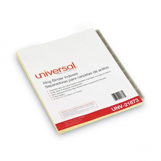 Universal Insertable Tab Index, 8-Tab, 11 X 8.5, Buff, Clear Tabs, 6 Sets
