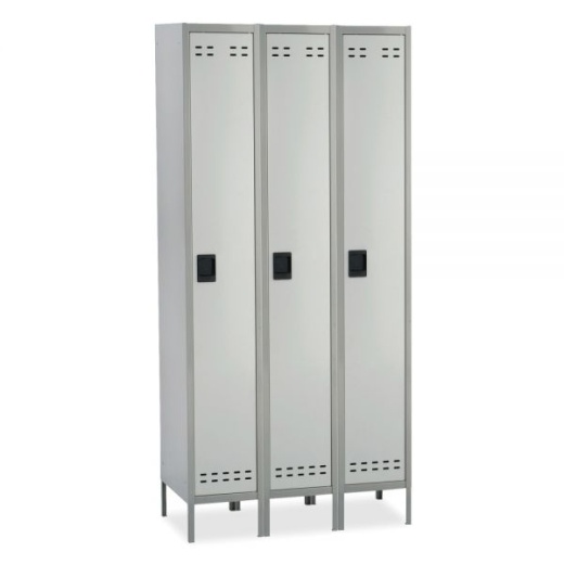Safco Single-Tier Two-Tone 3-Column Locker With Legs, 78"H X 54"W X 12"D, Gray