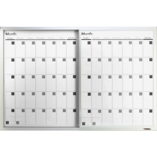 Lorell Magnetic Unframed Dry-Erase Calendar Whiteboard, 36" X 24", Frost