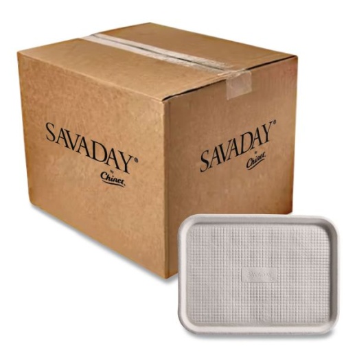 Chinet Savaday Molded Fiber Food Trays, 1-Compartment, 14 x 18, White, Paper