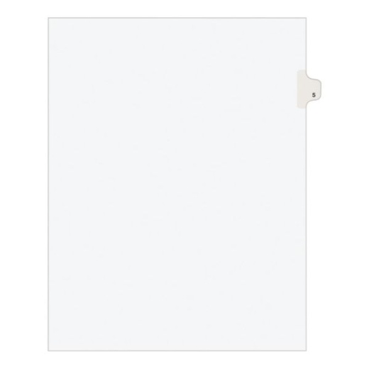 Avery Individual Legal Exhibit Dividers, #5, Side Tab, Letter Size, Pack Of 25