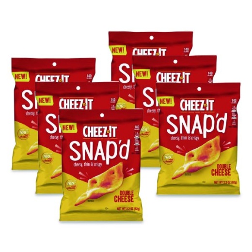 Sunshine Cheez-It Snap'd Crackers, Double Cheese, 2.2 Oz Pouch, 6/Pack
