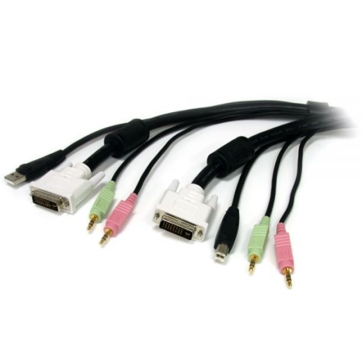 6 Ft 4-In-1 Usb Dvi Kvm Cable With Audio And Microphone - Dvi Kvm Cable - Usb Kvm Cable - Usbdvi4n1a6