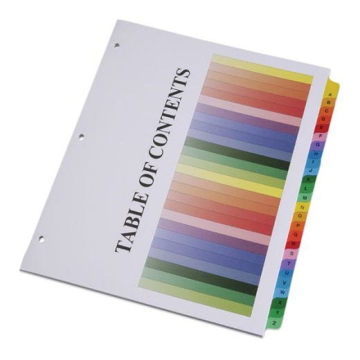 Skilcraft Binder Tabbed Index Sheet - 25 Printed Tab(S) - A-Z