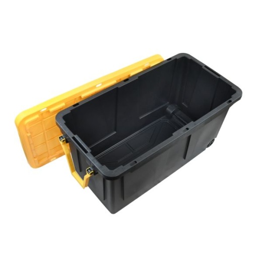 Centrex Tough Box Wheeled Tote With Lid, 75-Gallon, 46”L X 16-13/16”W X 22-9/16”H, 45% Recycled, Black/Yellow