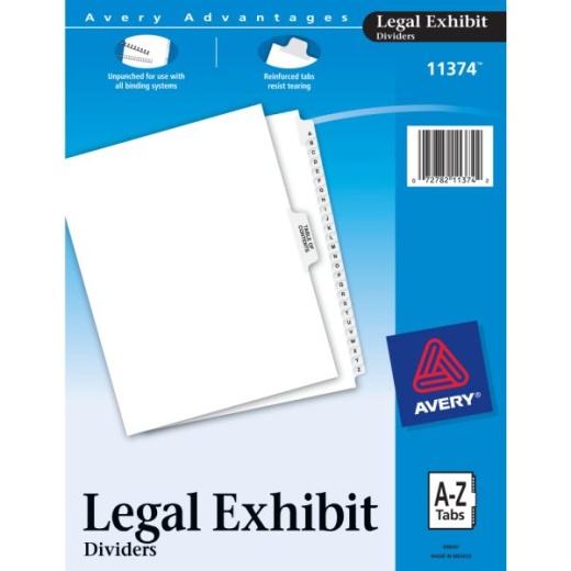 Avery Premium Collated Legal Dividers Avery Style, Side-Tab, A-Z & Table Of Contents, 8 1/2" X 11"