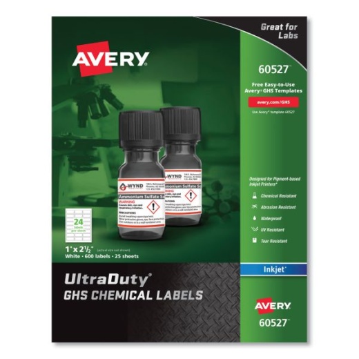Avery Ultraduty GHS Chemical Waterproof and UV Resistant Labels