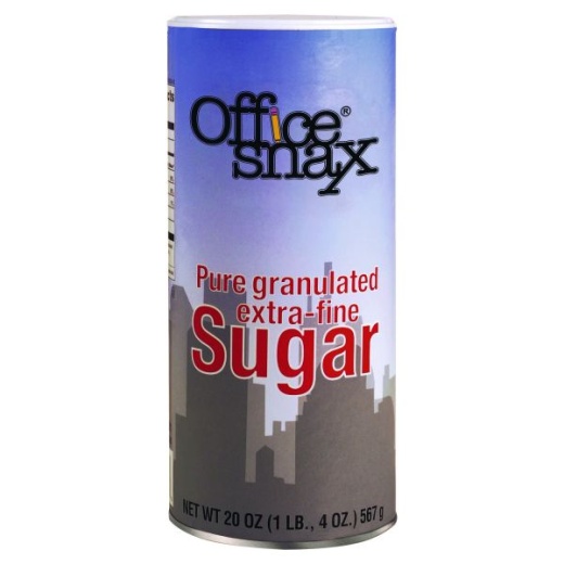 Office Snax Sugar Canister, 20 Oz Reclosable Canister, 24/Carton
