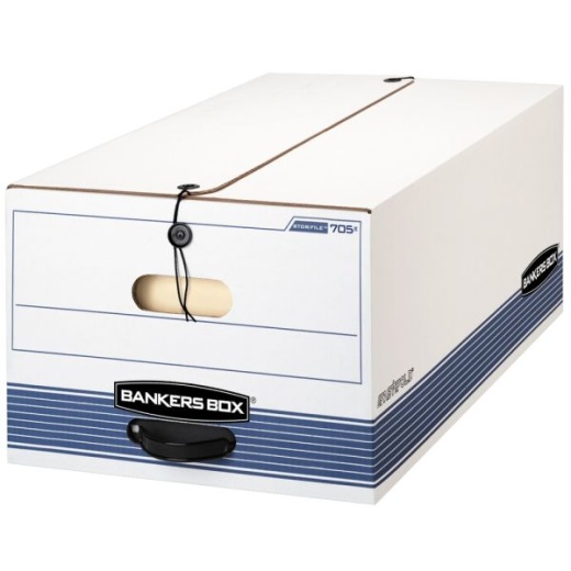 Bankers Box Stor/File Fastfold Medium-Duty Storage Boxes, Legal Size, 24“D X 15" X 10", White/Blue, Case Of 4 - 70506