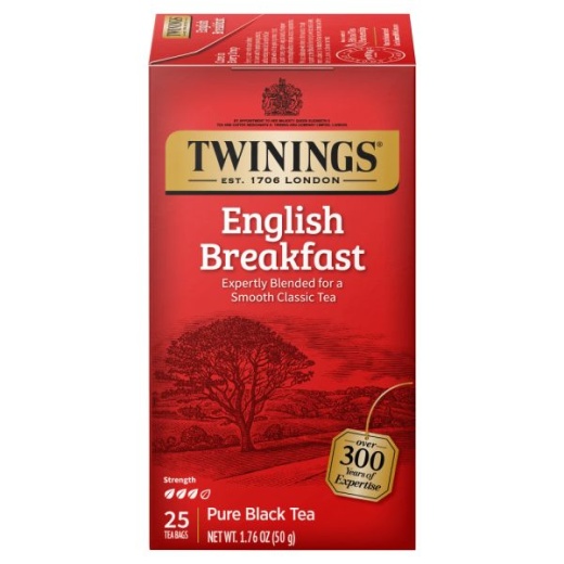 Twinings English Breakfast Tea Bags, 25/Box