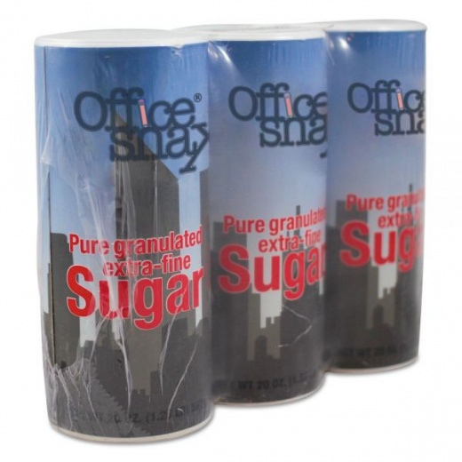 Office Snax Reclosable Canister Of Sugar, 20 Oz, 3/Pack