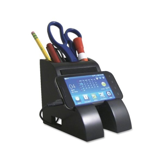 Victor Midnight Black Collection Smart Charge Pencil Cup With USB Hub