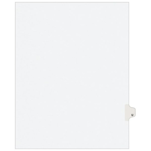 Avery Individual Legal Dividers - Letter Size, Side Tab U, White Dividers/White Tabs, Pack Of 25