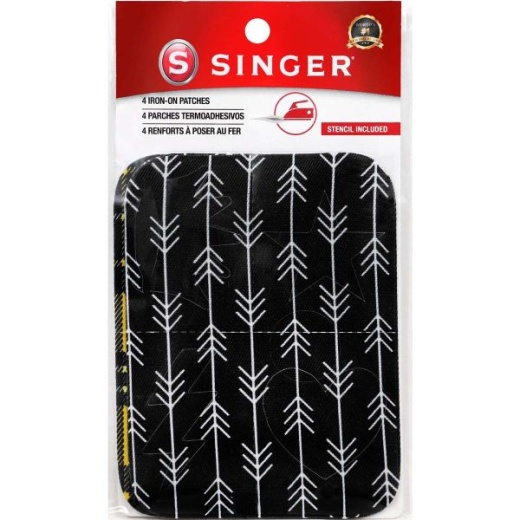 Singer Iron-On Printed Twill Patches 3.75"X5" 4/Pkg