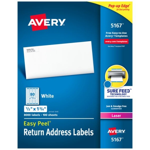 Avery Easy Peel Return Address Labels with Sure Feed Technology