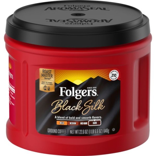 Folgers Coffee, Black Silk, Dark Roast, 24.2 Oz Canister (Makes About 210 Cups)