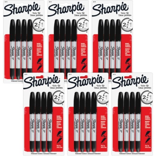 Sharpie Twin Tip Markers - Fine, Ultra Fine Marker Pointalcohol Based Ink - 24 / Bag