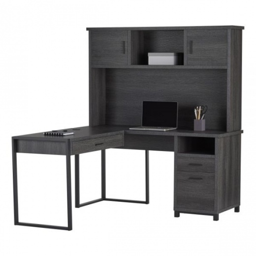 Realspace 56 W Trazer Computer Desk With Storage Shelves Gray