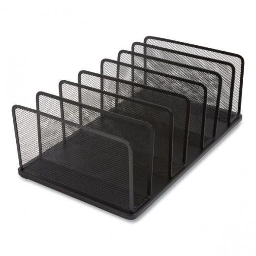 Tru Red Wire Mesh Vertical Document Sorter, 7 Sections, Letter-Size, Matte Black