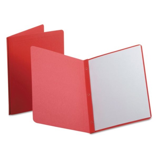Oxford Report Cover, Three-Prong Fastener, 0.5" Capacity, 8.5 x 11, Red/Red, 25/Box