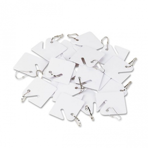 Securit Replacement Slotted Key Cabinet Tags, 1.63 x 1.5, White, 20/Pack