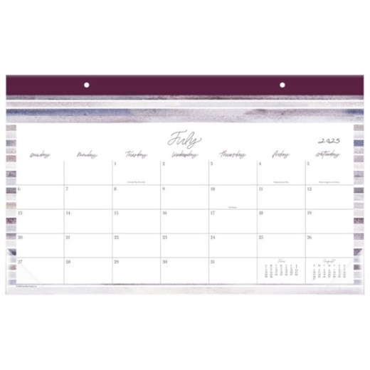 Leah Bisch For Cambridge Academic 2025-2026 Monthly Desk Pad Calendar, Stripe, Compact, 17 3/4" X 11"