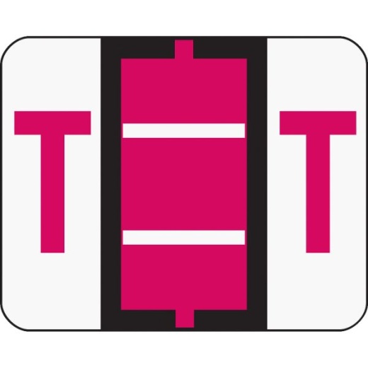 Smead Bccr Bar-Style Permanent Alphabetical Labels, T, Red, Roll Of 500