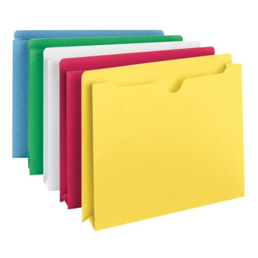 Smead Color File Jackets, 2” Expansion, Letter Size, Assorted Colors, Pack Of 10