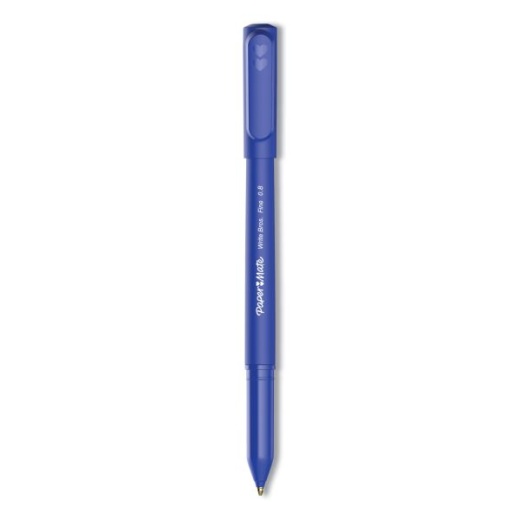 Paper Mate Write Bros. Ballpoint Pen, Stick, Fine 0.8 Mm, Blue Ink, Blue Barrel, Dozen