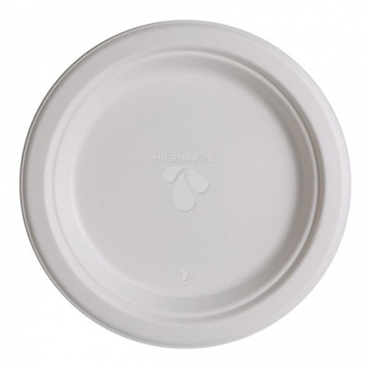 Highmark Eco Sugarcane Paper Plates, 9", White, Pack Of 50