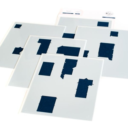 Pinkfresh Studio Stencils 4.25"X5.25" 5/Pkg - Holiday Crafting Essentials