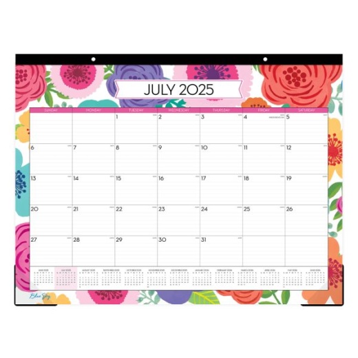 2025-2026 Blue Sky Desk Pad Planning Calendar, 17" X 22", Mahalo, July 2025 To June 2026, 100157
