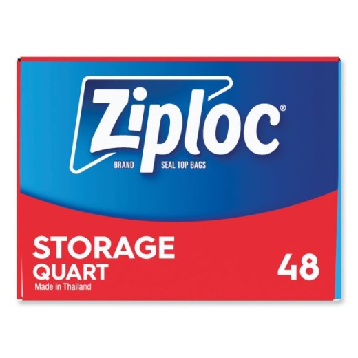 Ziploc Seal Top Bags, 1 qt, 7.44 x 7, Clear, 100/Box