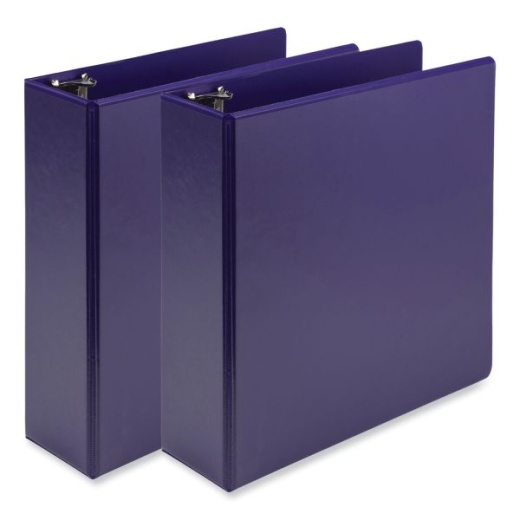 Samsill Earth's Choice Plant-Based Economy Round Ring View Binders, 3 Rings, 3" Capacity, 11 X 8.5, Purple, 2/Pack