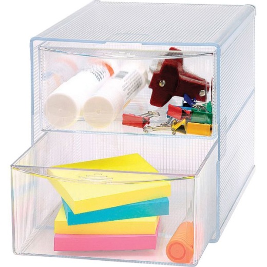 Sparco 2-Drawer Storage Organizer, 6"H X 6"W X 6"D, Clear