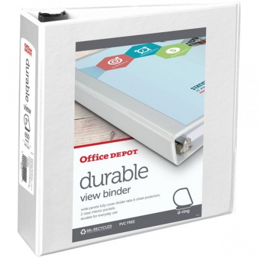 Durable View 3-Ring Binder, 3" Slant Rings, White