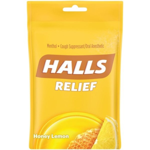 Cadbury Halls Honey-Lemon Cough Drops, Honey Lemon, Box Of 12
