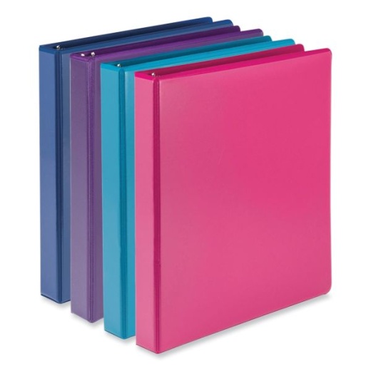 Samsill Durable D-Ring View Binders, 3 Rings, 1" Capacity, 11 X 8.5, Blueberry/Blue Coconut/Dragonfruit/Purple, 4/Pack