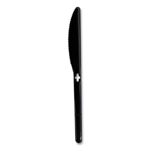 Wego Knife Wego Polystyrene Utensils, Knife, Plastic, Black, 1,000/Carton