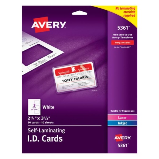 Avery Laminated I.D. Cards, Box Of 30 - Professional Name Badges Made Easy