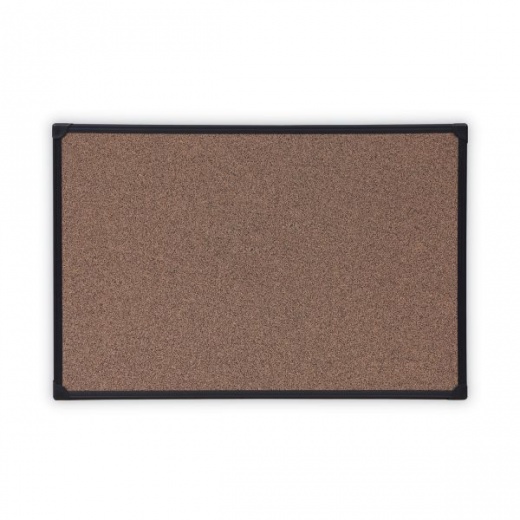 Universal Tech Cork Board, 36 X 24, Brown Surface, Black Plastic Frame