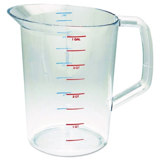 Rubbermaid Commercial Bouncer Measuring Cup, 4 Qt, Plastic, Clear