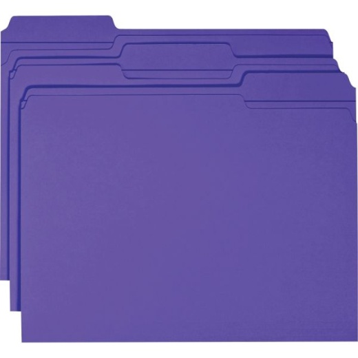 Smead 1/3-Cut 2-Ply Color File Folders, Letter Size, Purple, Box Of 100