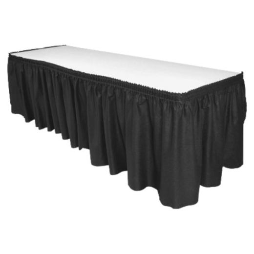 Genuine Joe Linen-Like Pleated Table Skirts, 14" X 29", Black