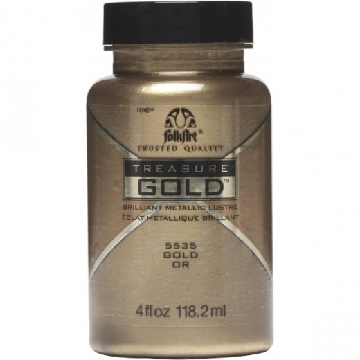 Folkart Treasure Gold Paint 4Oz - Luxury Metallic Paint for Crafting